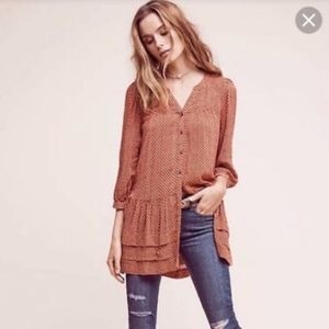 Anthropologie Holding Horses Pavin Tunic Top Rust